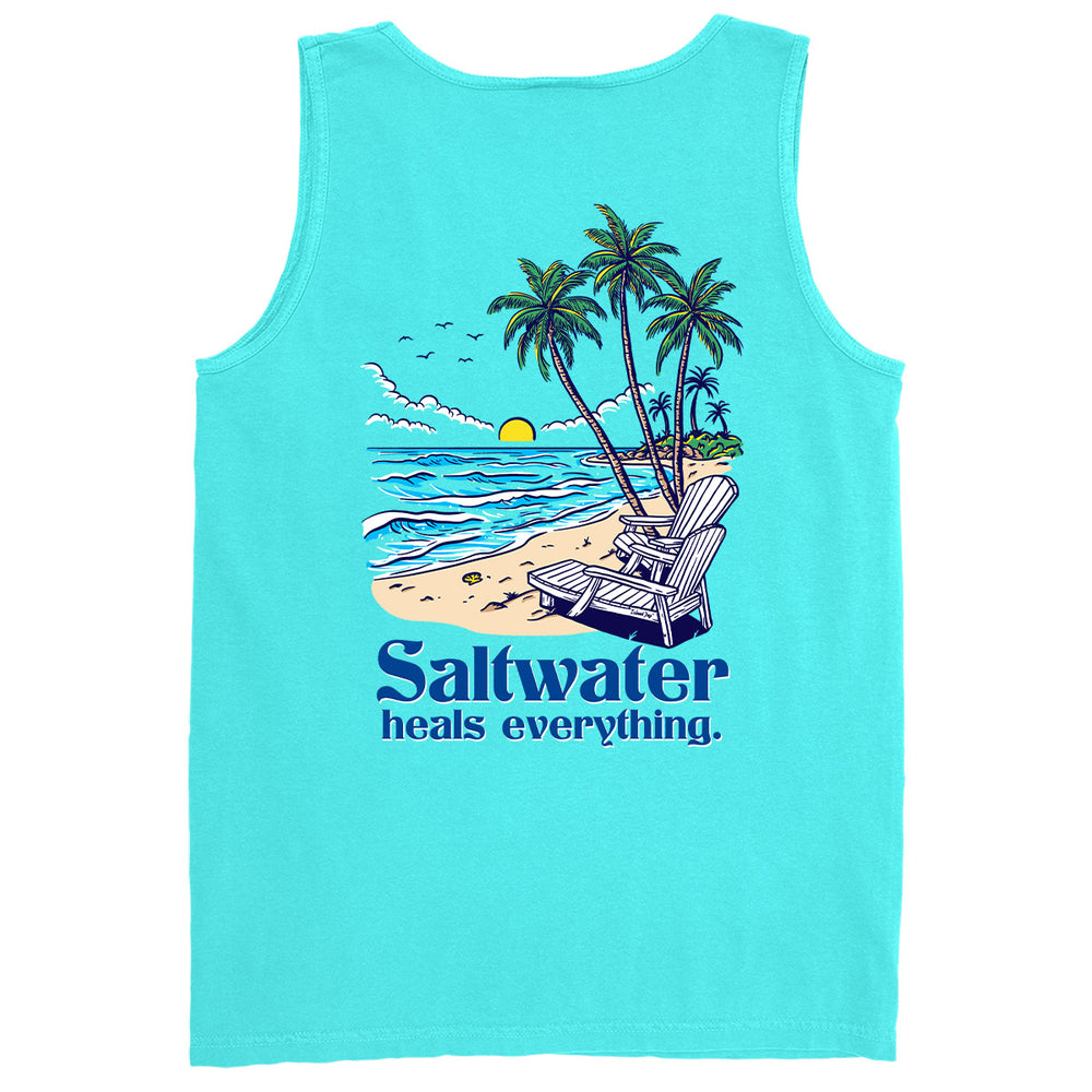 Saltwater Heals Everything Tank Top Scuba Blue