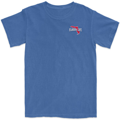 Key Largo Florida State Flag T-Shirt Front featuring the Florida Life Logo