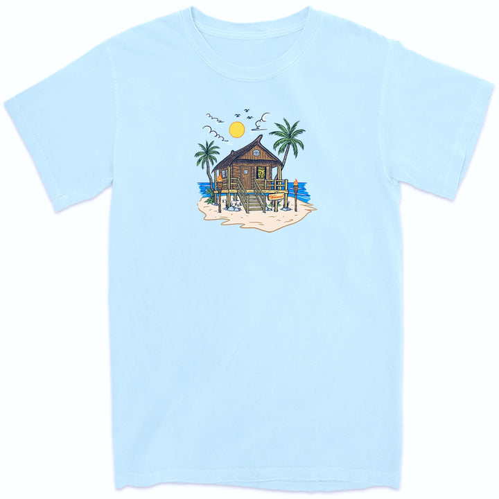 Tiki's Tropical Tranquility T-Shirt Chambray Light Blue