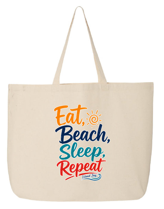 Eat, Beach, Sleep, Repeat Large Tote