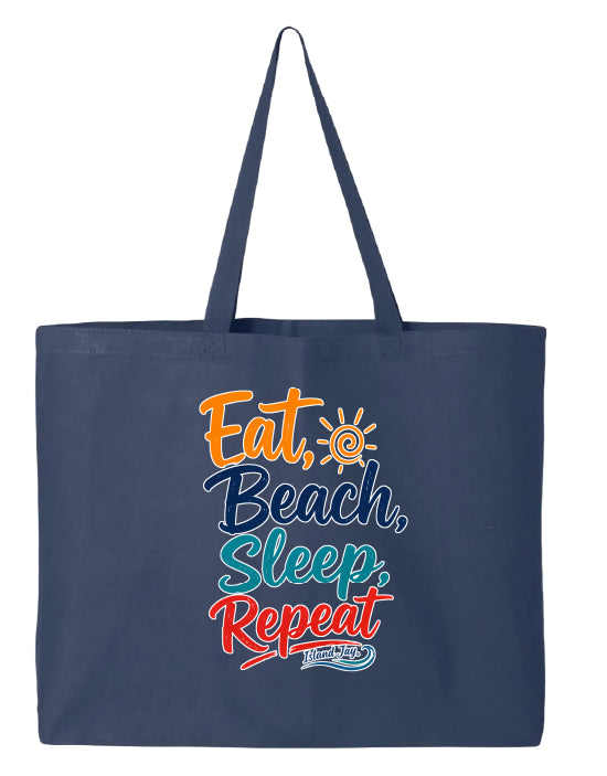 Eat, Beach, Sleep, Repeat Large Tote