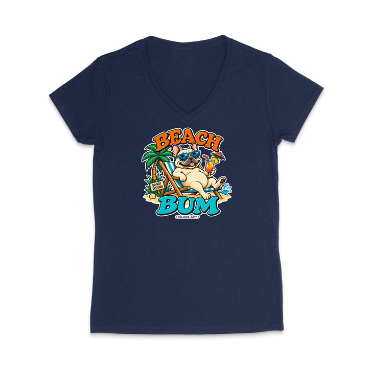 Beach Bum Dog WOMEN'S V-Neck T-Shirt