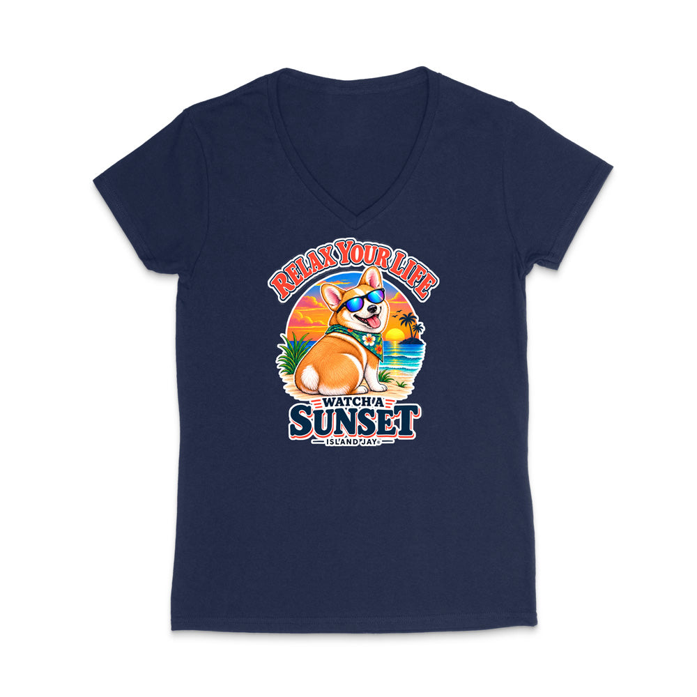 Relax Your Life Watch a Sunset WOMEN'S V-Neck T-Shirt