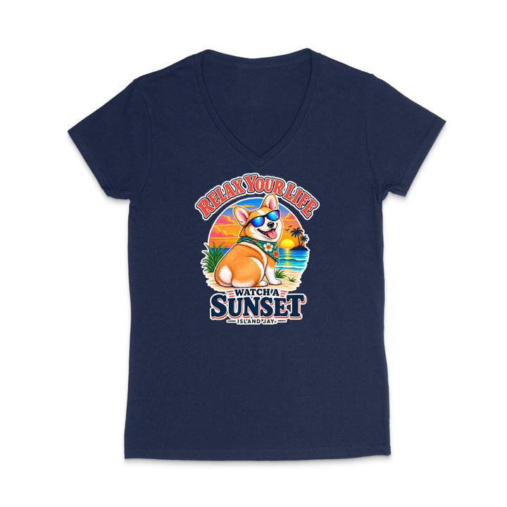 Relax Your Life Watch a Sunset WOMEN'S V-Neck T-Shirt