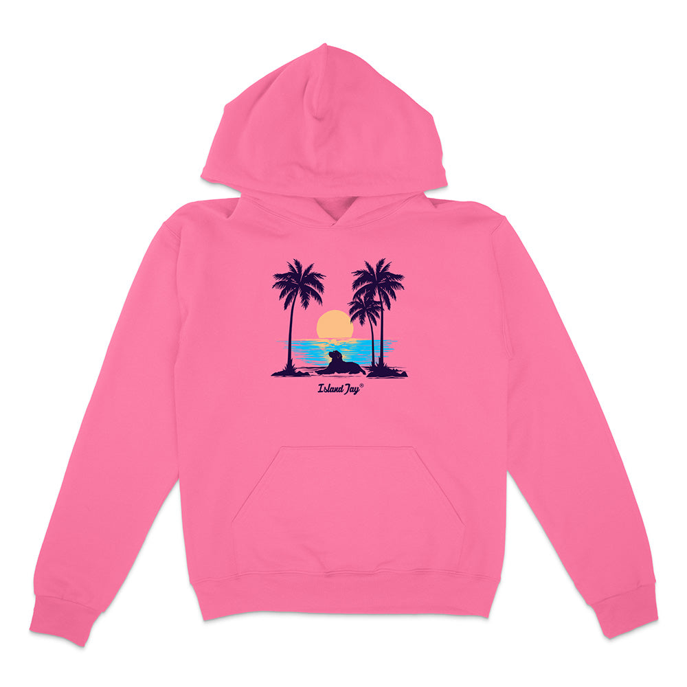 Sunset beach dog hoodie