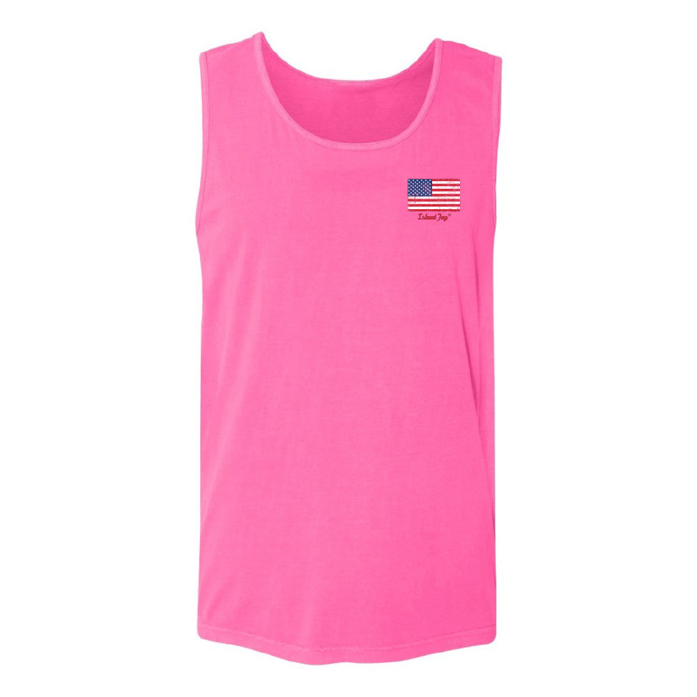 tank top with USA Flag with Island Jay Logo below it