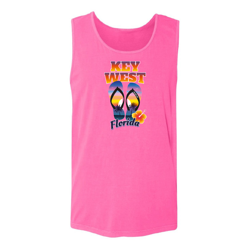 Neon Pink Key West Flip Flop Tank Top