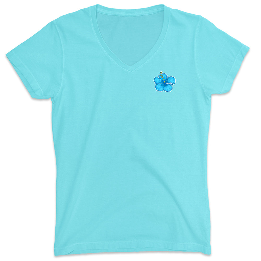 Women's Sell Your Stuff & Become A Local V-Neck T-Shirt Aqua
