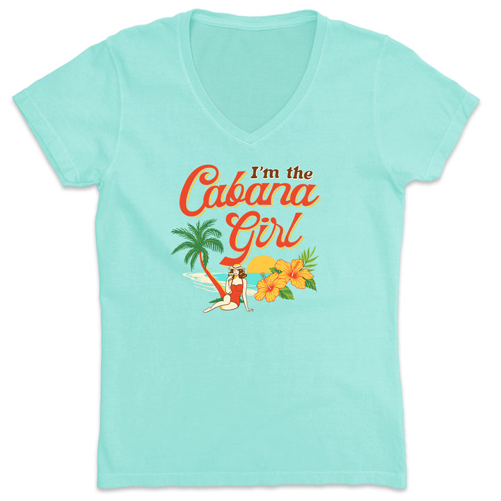 Women's I'm The Cabana Girl Hibiscus V-Neck T-Shirt Chill