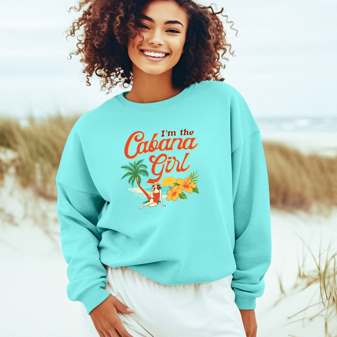 I'm The Cabana Girl Hibiscus Sweatshirt Cool Mint