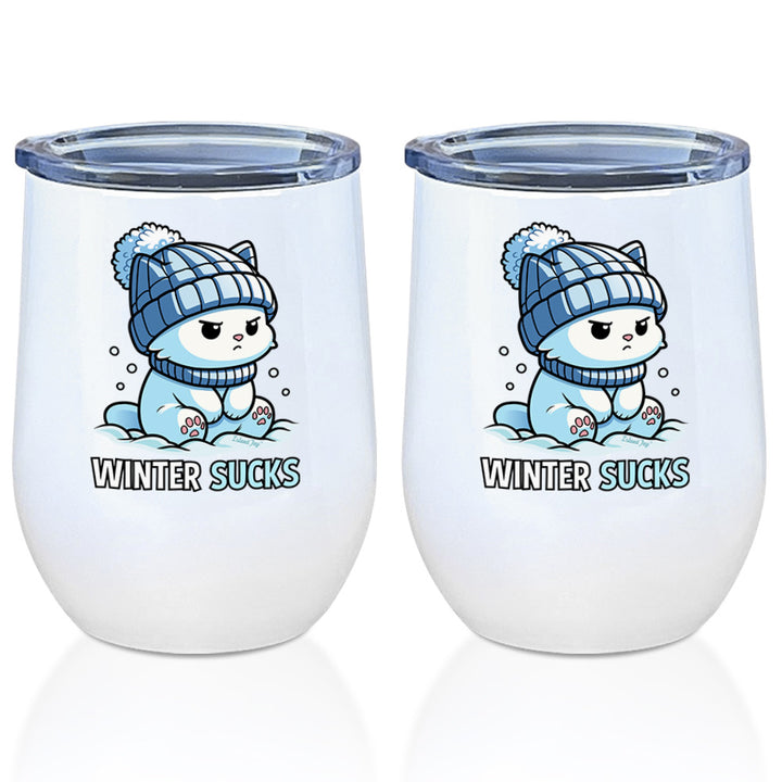 Chilly Kitty Metal Stemless Wine Tumbler 2 Pack