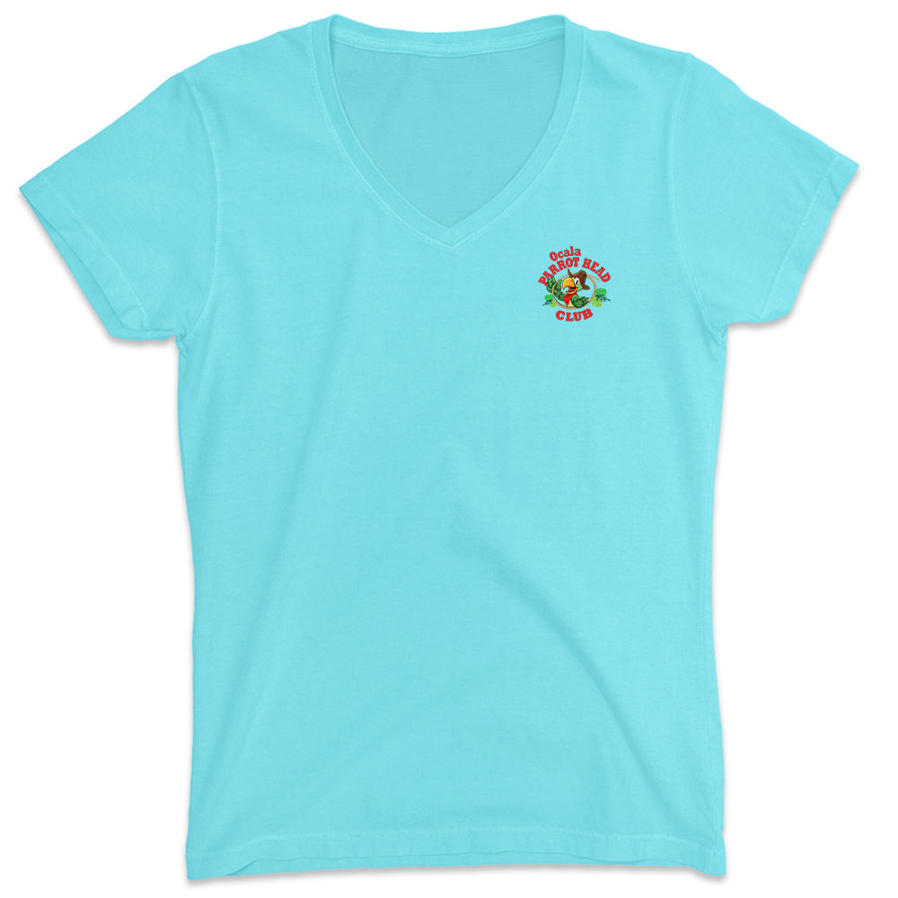 Women's Ocala Parrot Head Club V-Neck T-Shirt Aqua