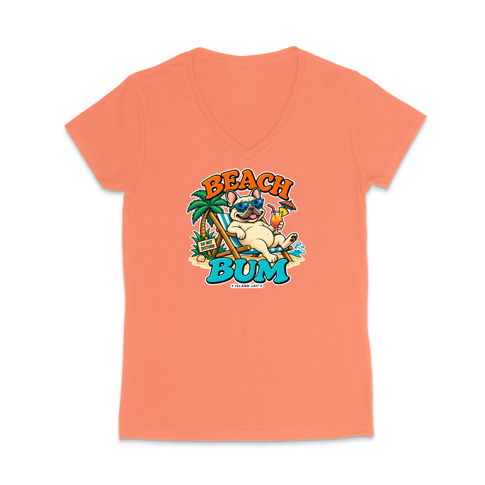 Beach Bum Dog WOMEN'S V-Neck T-Shirt
