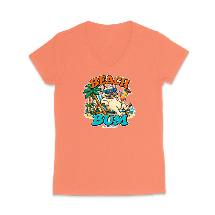 Beach Bum Dog WOMEN'S V-Neck T-Shirt
