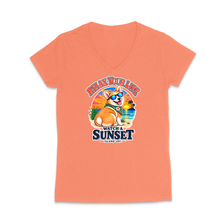 Relax Your Life Watch a Sunset WOMEN'S V-Neck T-Shirt