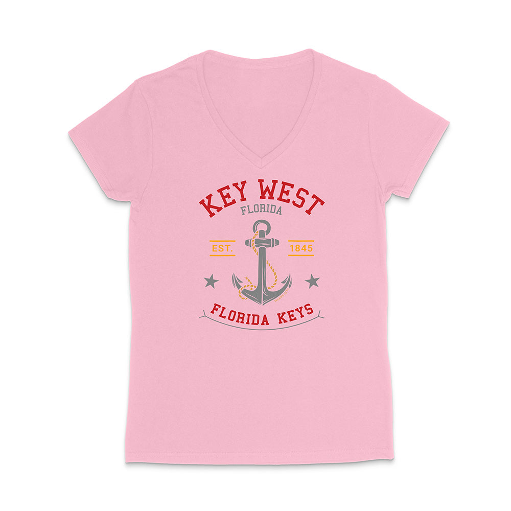 Pink t-shirt with 'Key West, Florida Keys' design on a white background