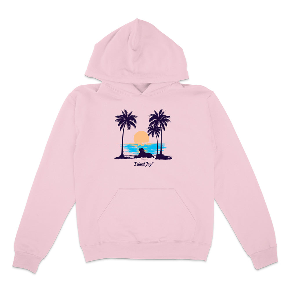 Sunset beach dog hoodie