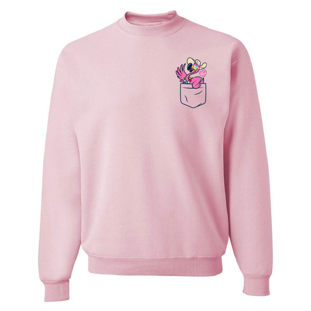 Pink sweatshirt with a pocket design on a white background
