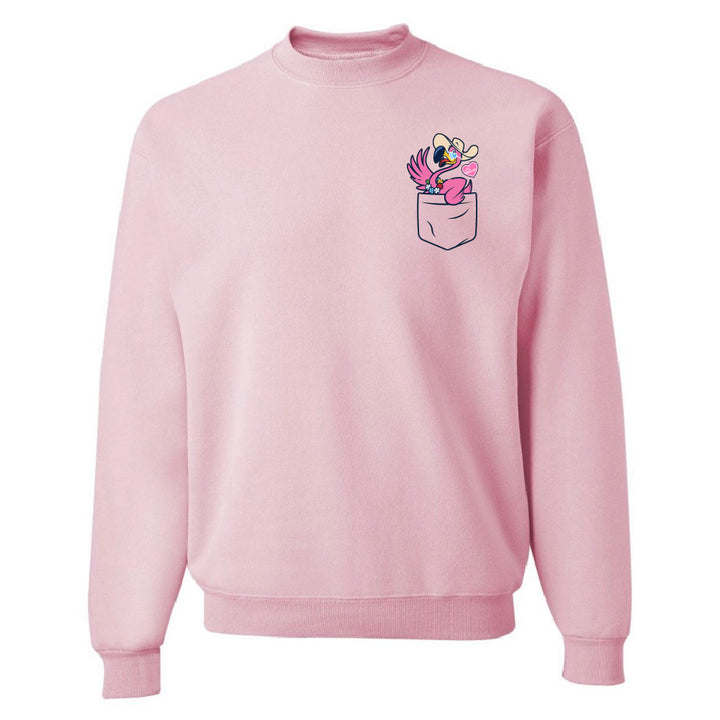 Pink sweatshirt with a pocket design on a white background