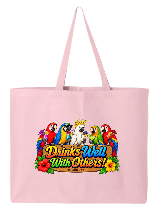 Drinks Well With Others Parrots Large Tote