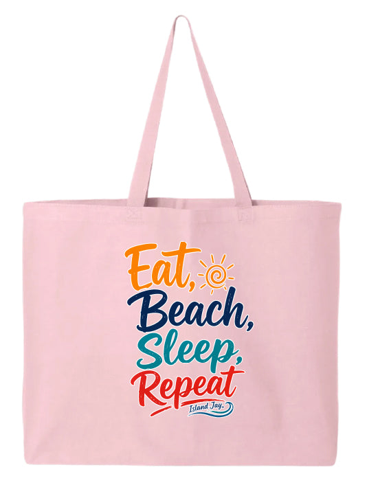 Eat, Beach, Sleep, Repeat Large Tote