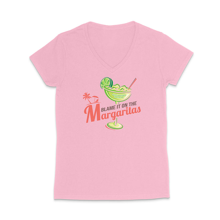 Women's Howard Livingston Blame It On the Margaritas V-Neck T-Shirt Pink