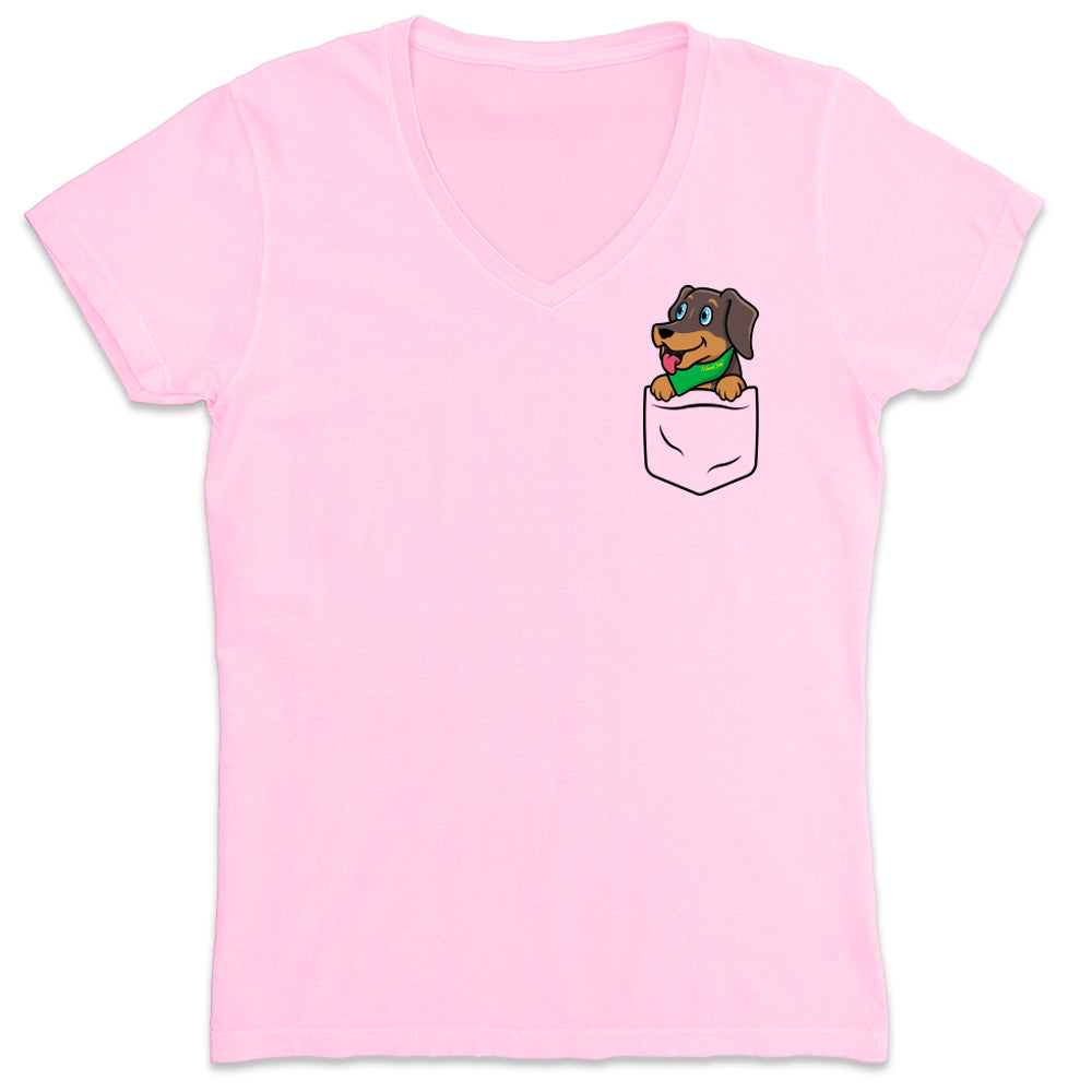 Women's Pocket Dog Aruba V-Neck T-Shirt Light Pink