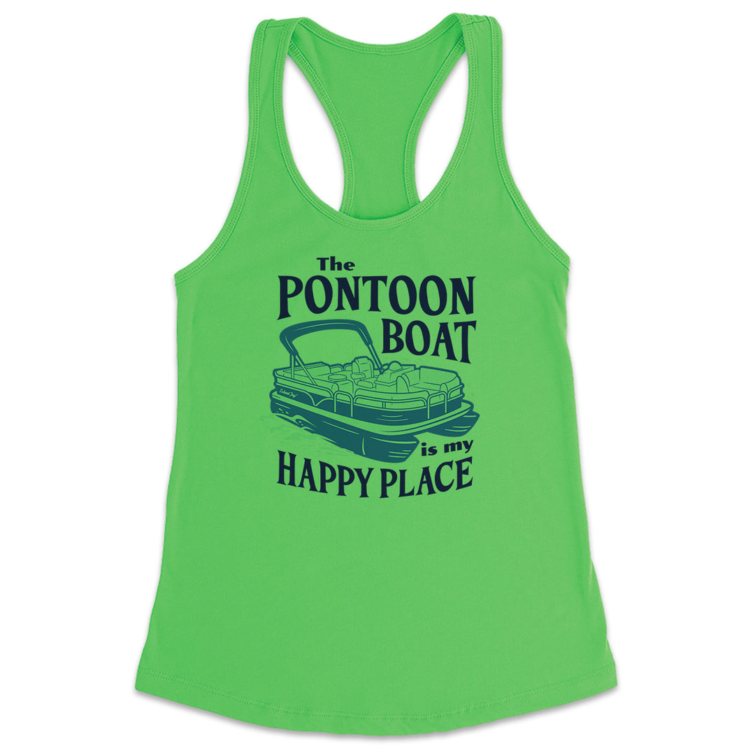 Women's The Pontoon Boat is my Happy Place Tank Top Green