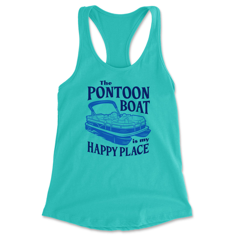 Women's The Pontoon Boat is my Happy Place Tank Top Teal