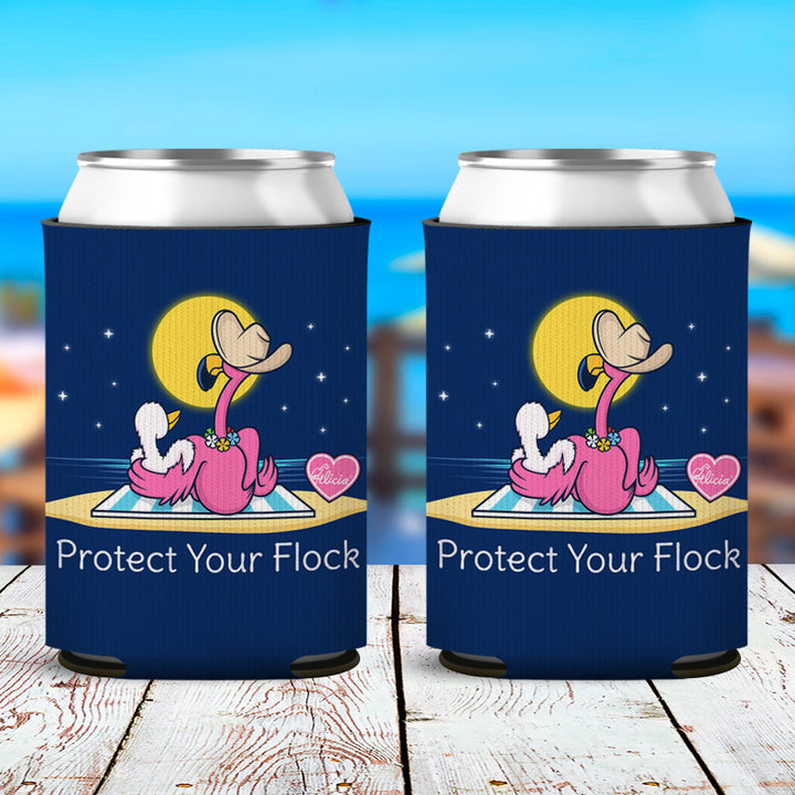 Felicia Protect Your Flock Flamingo Can Cooler Sleeve 2 Pack
