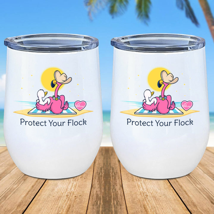 Protect Your Flock Flamingo Metal Stemless Wine Tumbler 2 Pack