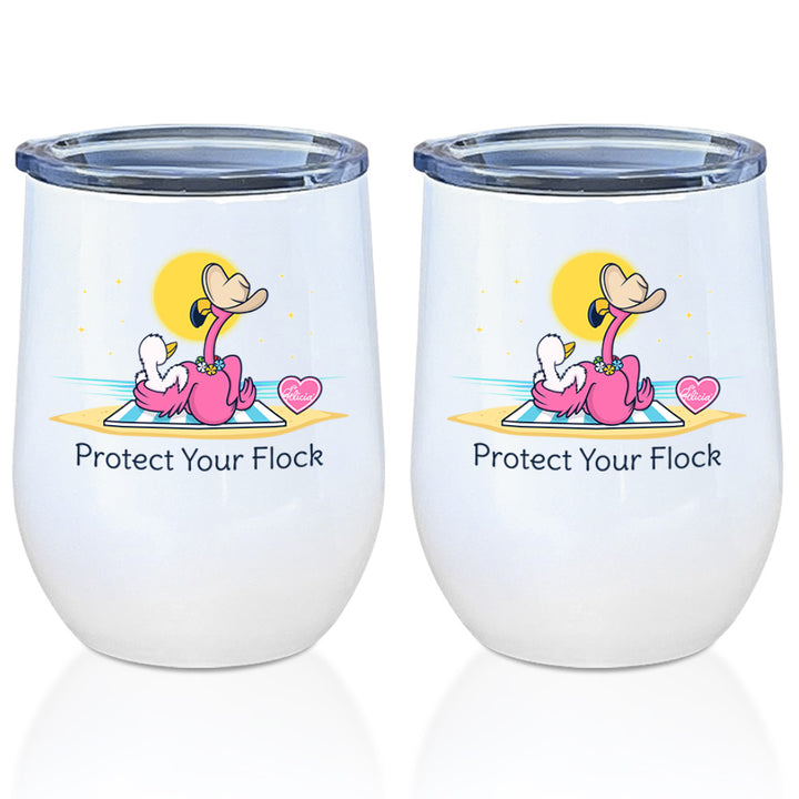 Protect Your Flock Flamingo Metal Stemless Wine Tumbler 2 Pack