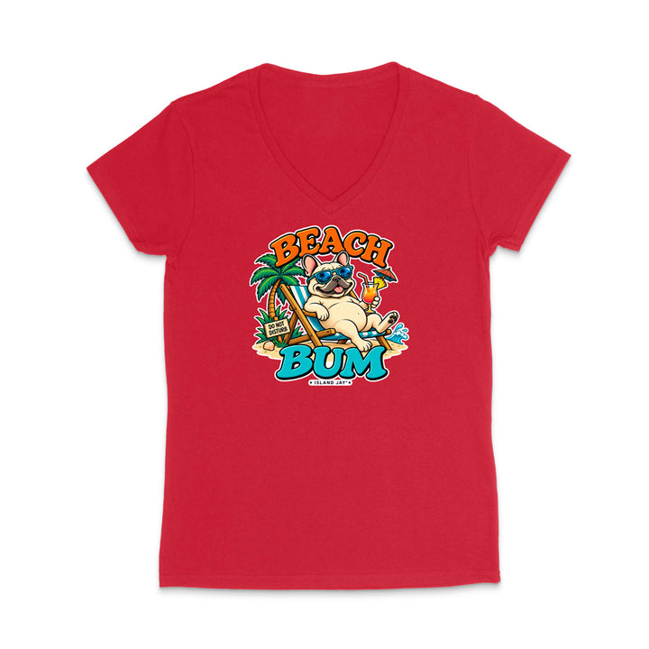 Beach Bum Dog WOMEN'S V-Neck T-Shirt