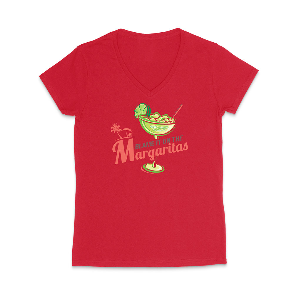 Women's Howard Livingston Blame It On the Margaritas V-Neck T-Shirt Red