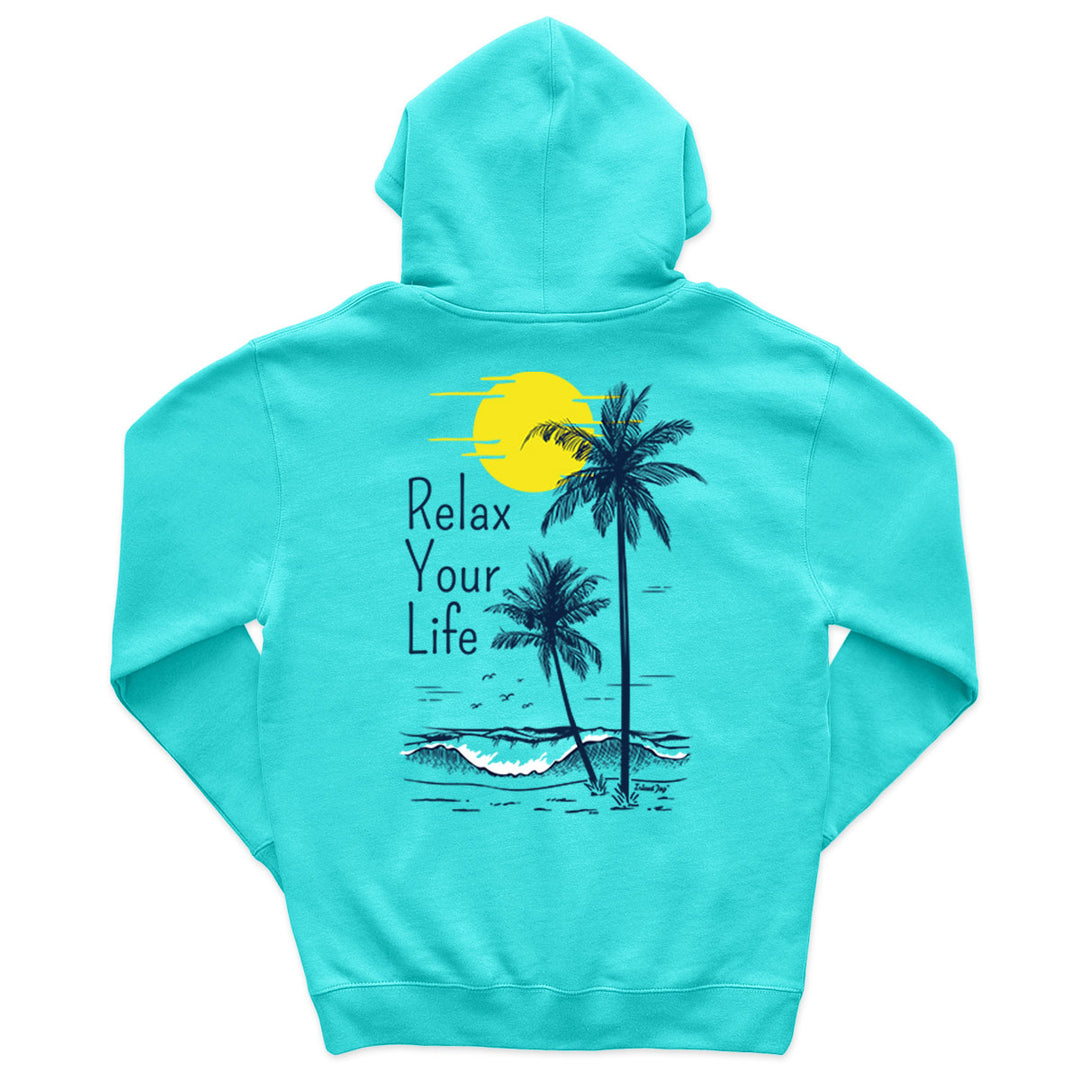 Relax Your Life Tropical Spot Soft Style Pullover Hoodie Scuba Blue