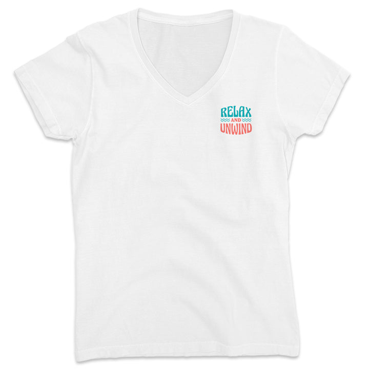  Women's Relax and Unwind V-Neck T-Shirt Ocean White