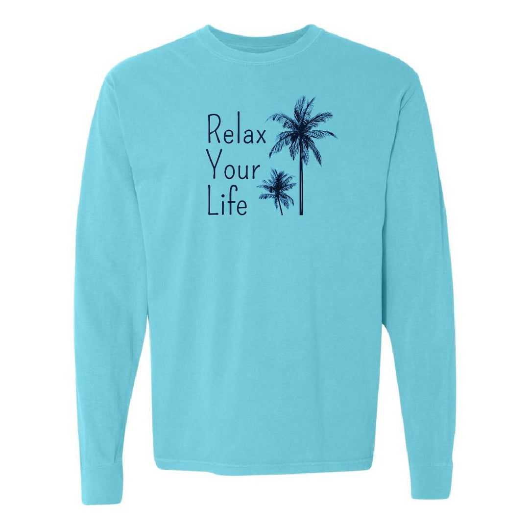 Relax Your Life Palm Tree Long Sleeve Shirt