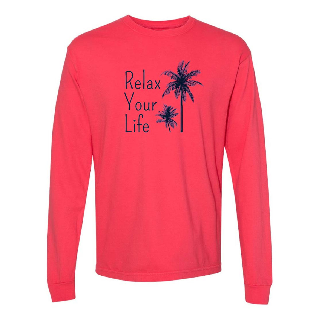 Relax Your Life Palm Tree Long Sleeve Shirt