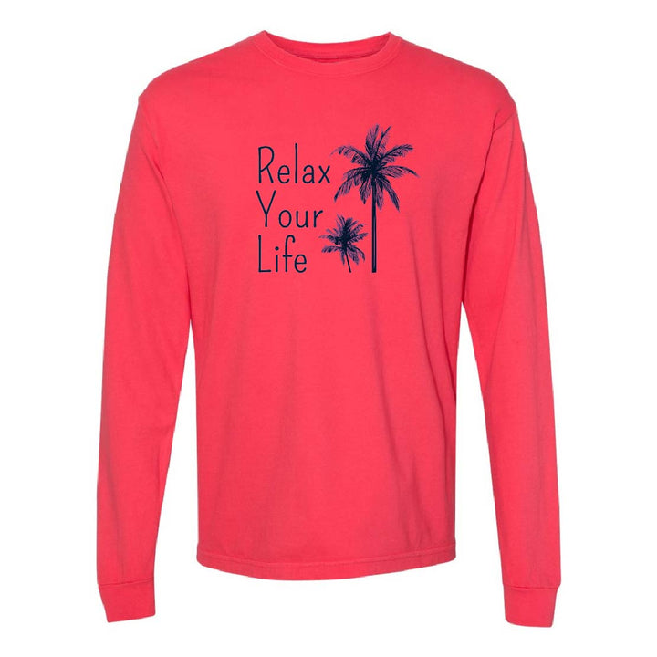 Relax Your Life Palm Tree Long Sleeve Shirt