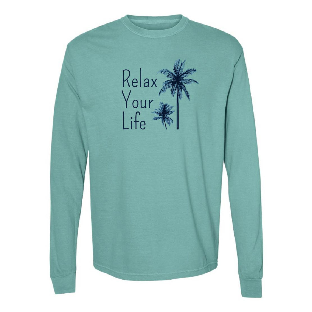 Relax Your Life Palm Tree Long Sleeve Shirt