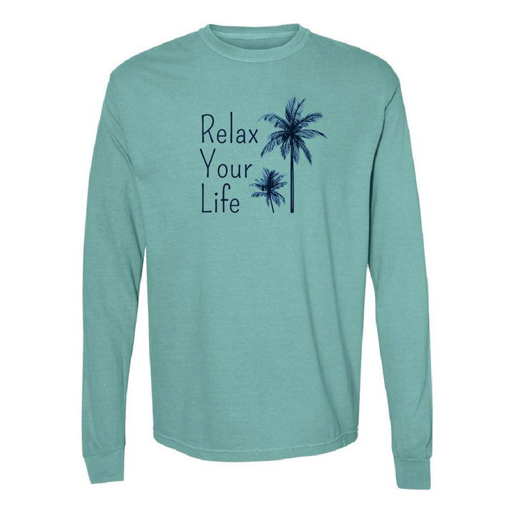 Relax Your Life Palm Tree Long Sleeve Shirt