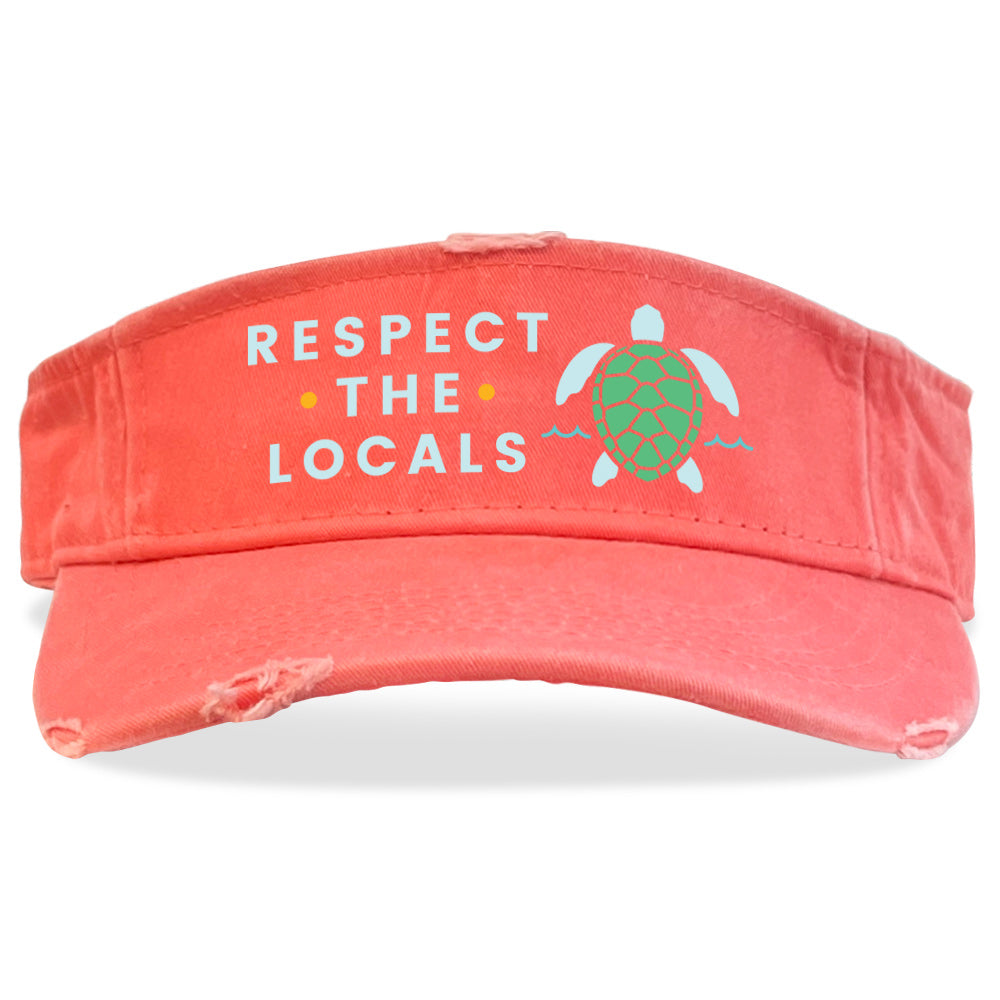 Respect The Locals Turtle Visor Hat Coral Color.