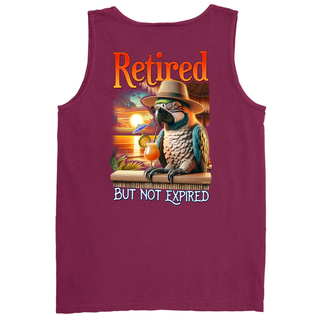 Retired But Not Expired Parrot Tank Top Maroon