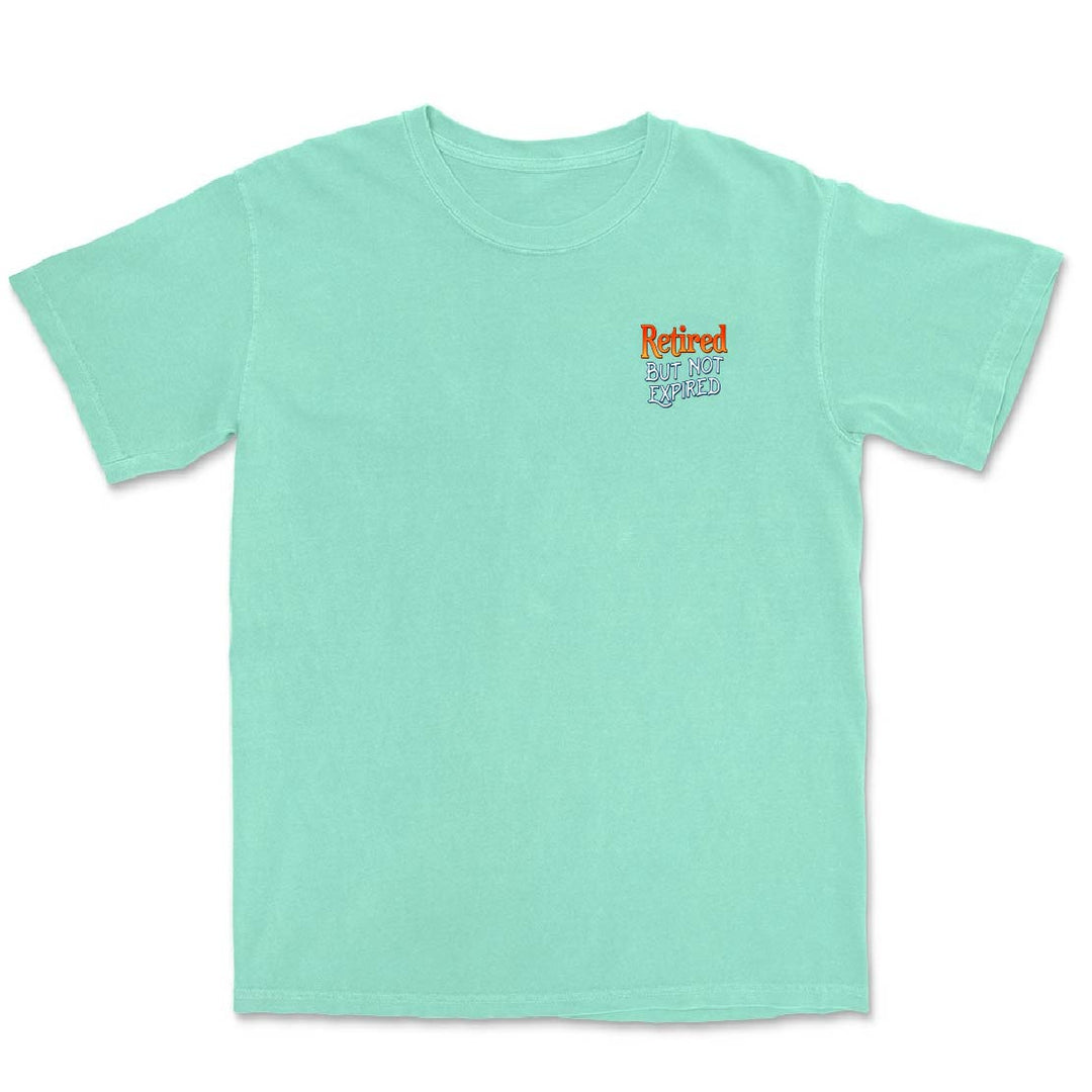 Light blue t-shirt with text on a white background