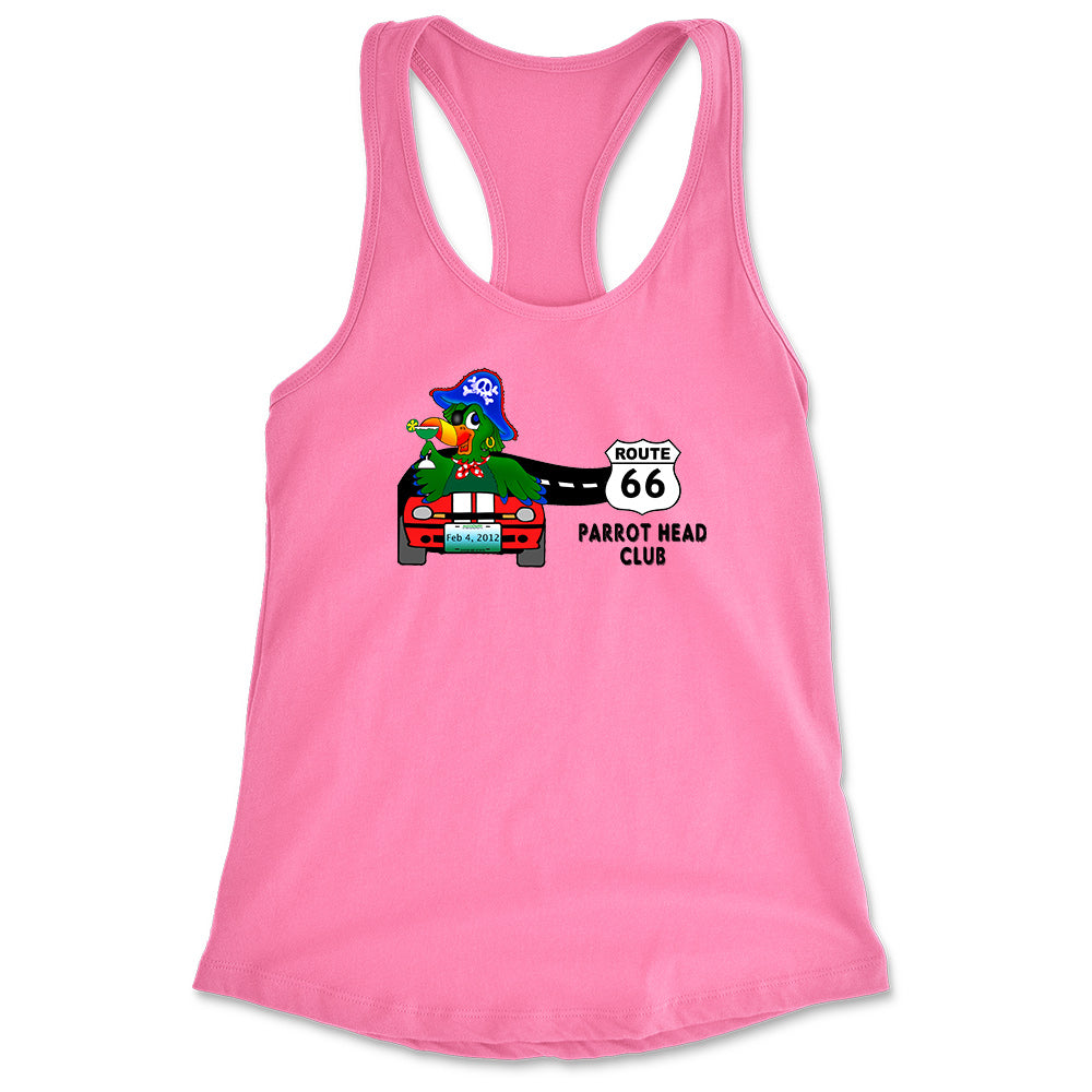 Women's Route 66 Parrot Head Club Racerback Tank Top Charity Pink