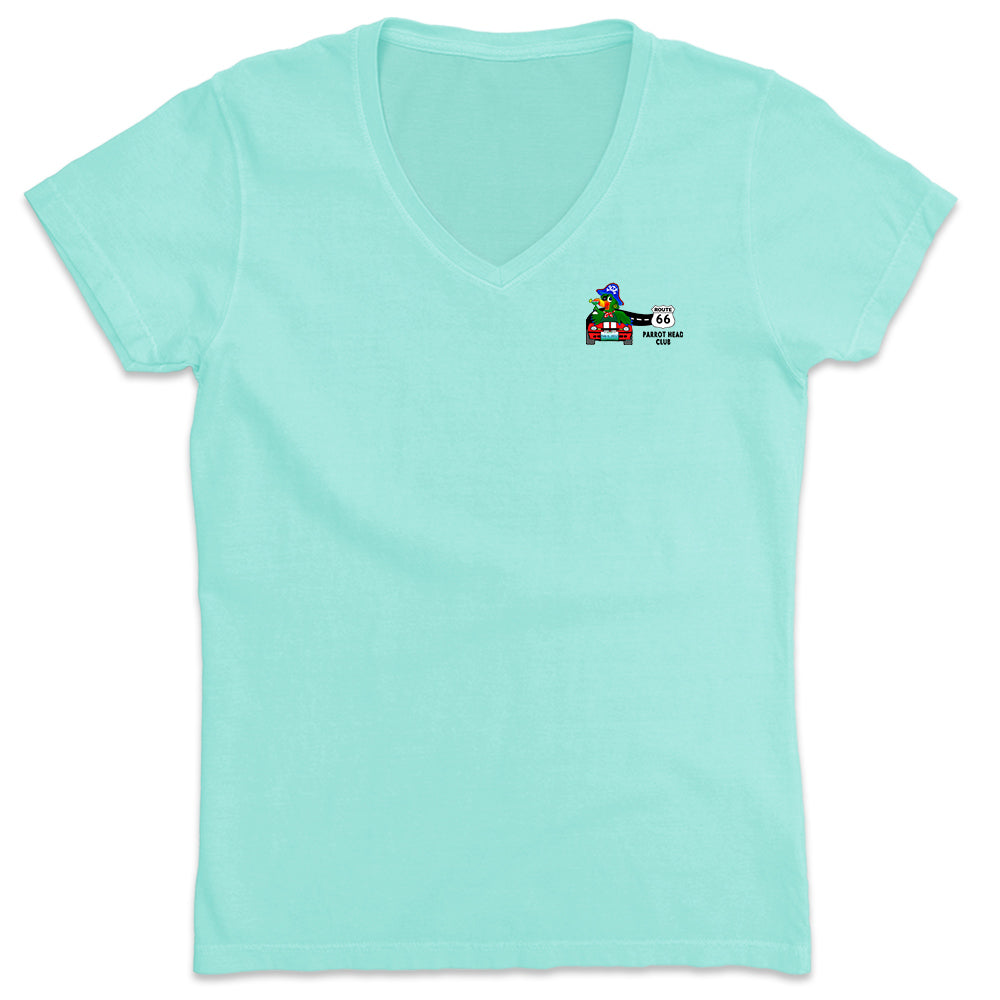 Women's Route 66 Parrot Head Club V-Neck T-Shirt Chill