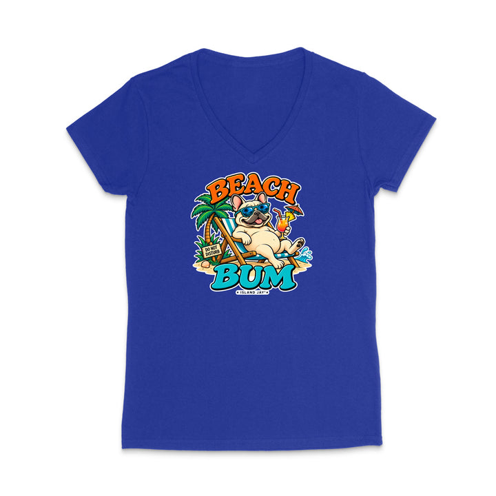 Beach Bum Dog WOMEN'S V-Neck T-Shirt