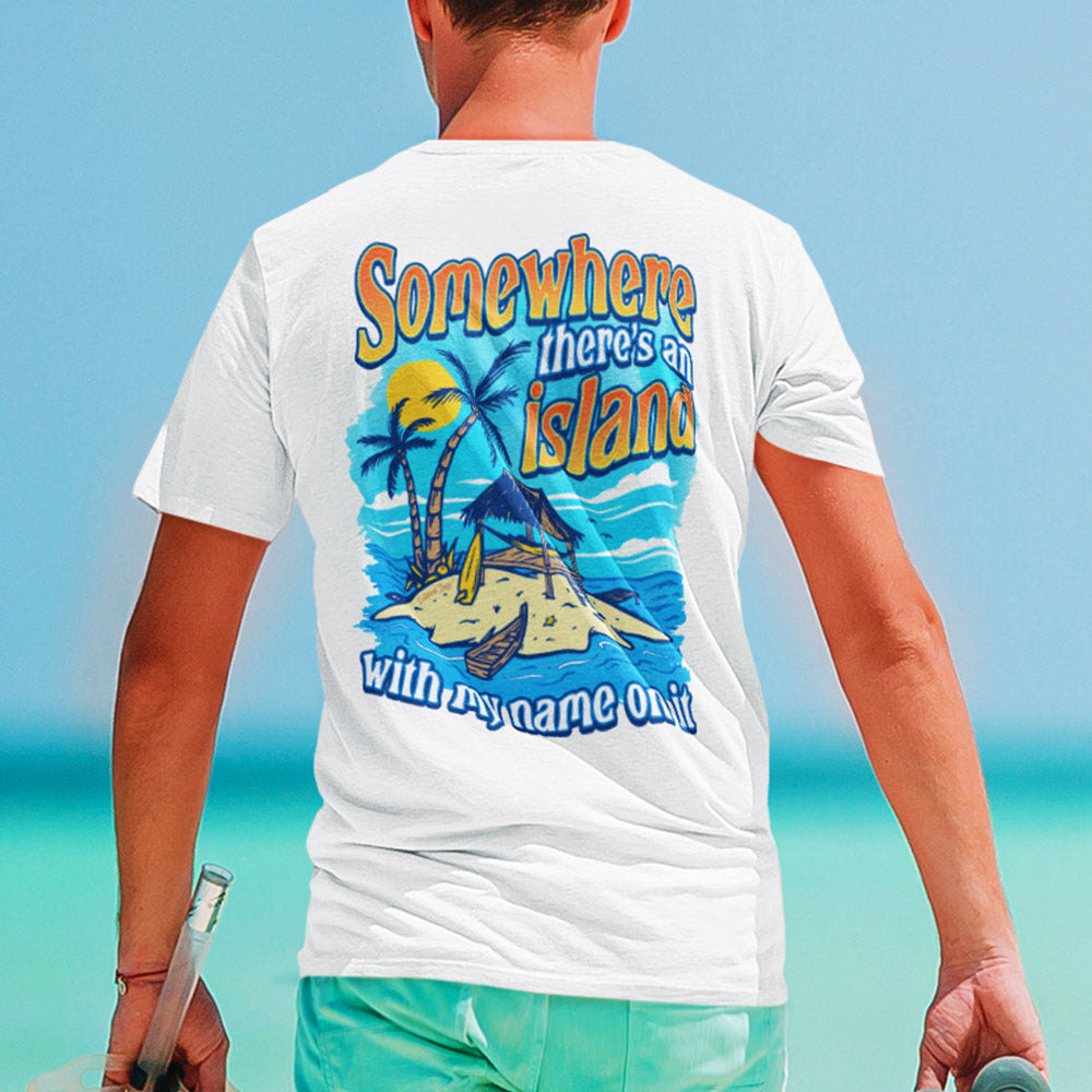 Somewhere There's An Island UV Performance Shirt White - by the beach