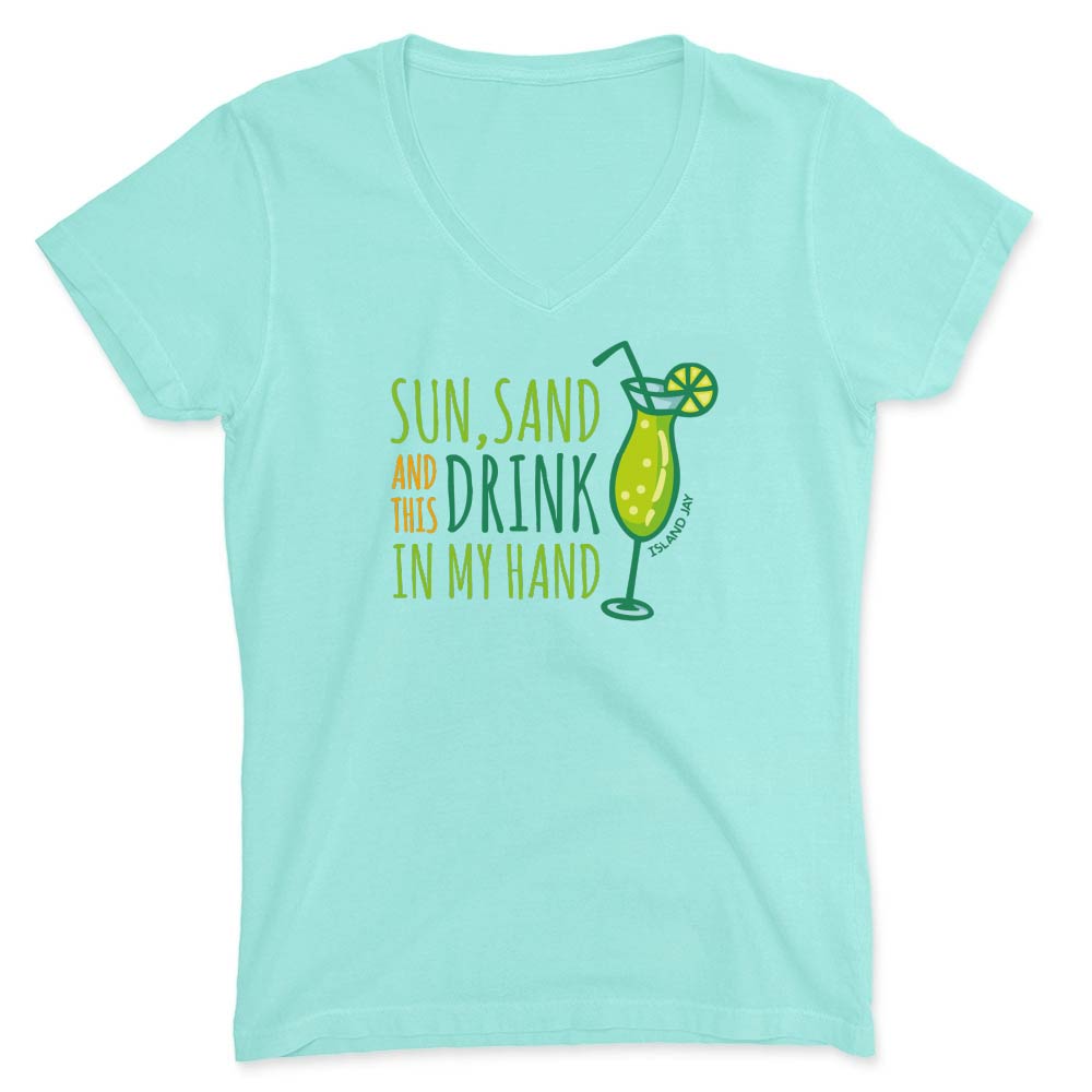 Mint green t-shirt with a lime green graphic and text.