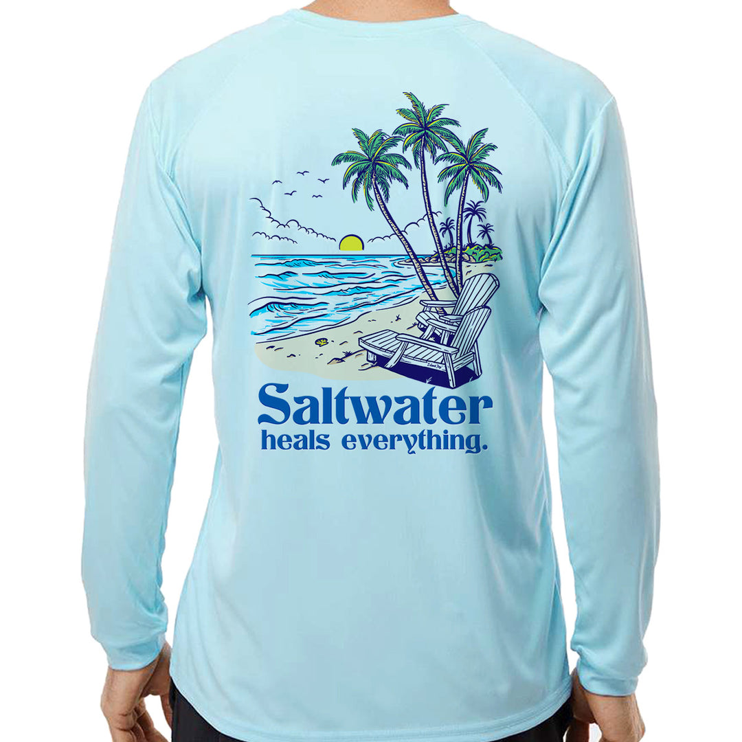 Saltwater Heals Everything UV Performance Long Sleeve Shirt Ice Blue